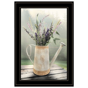 Lavender Watering Can 1 Black Framed Print Wall Art - 606114049081