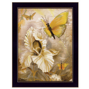 Flowers &amp;amp; Butterflies I 1 Black Framed Print Wall Art - 606114059820