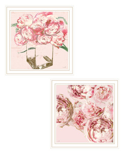 Set Of Two The Peonies 2 White Framed Print Wall Art - 606114054528
