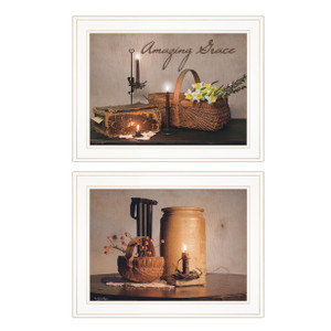 Set Of Two Amazing Grace 5 White Framed Print Kitchen Wall Art - 606114681977