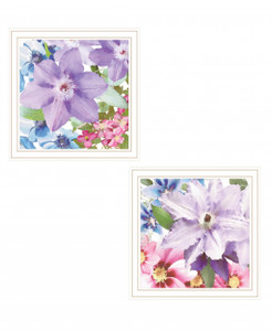 Set Of Two Clematis 1 White Framed Print Wall Art - 606114056461