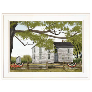Vintage White Americana Farmhouse White Framed Print Wall Art - 606114034513