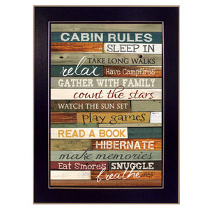 Cabin Rules 1 Black Framed Print Wall Art - 606114058557