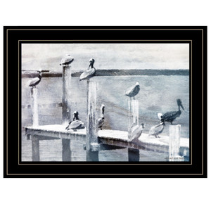 Birds On A Pier 3 Black Framed Print Wall Art - 606114044789