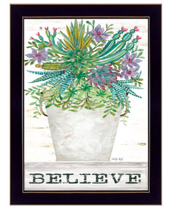 Believe Colorful Succulents Black Framed Print Wall Art - 606114074472