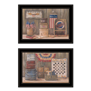 Set Of Two God Bless Or Sweet Land 2 Black Framed Print Wall Art - 606114160083