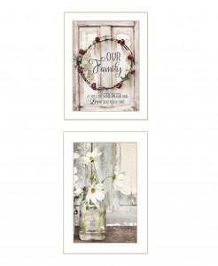 Set Of Two Our Family Blossoms 1 White Framed Print Wall Art - 606114054399