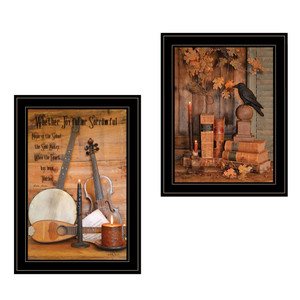 Set Of Two Music Or Nevermore 2 Black Framed Print Wall Art - 606114681373
