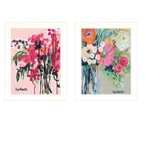Set Of Two Garden Flowers White Framed Print Wall Art - 606114059301