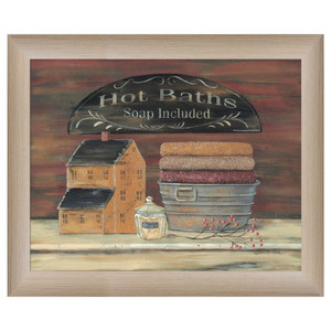 Hot Bath Brown Framed Print Bathroom Wall Art - 606114036807