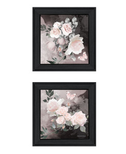 Set Of Two Noir Roses 2 Black Framed Print Wall Art - 606114682561