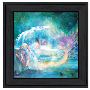 Woodland Cove Mermaid 1 Black Framed Print Wall Art - 606114036142