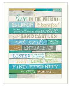 Live In The Present 4 White Framed Print Wall Art - 606114061748
