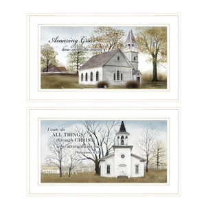 Set Of Two Amazing Grace 2 White Framed Print Wall Art - 606114044604