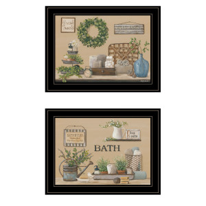 Set Of Two Bath Time 2 Black Framed Print Bathroom Wall Art - 606114682103
