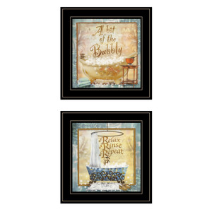 Set Of Two A Bit Of Bubbly 2 Black Framed Print Bathroom Wall Art - 606114073536
