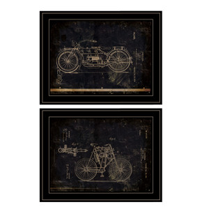 Set Of Two Motor Bike Patent I And II 2 Black Framed Print Wall Art - 606114043355
