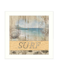 SURF White Framed Print Wall Art - 606114048374