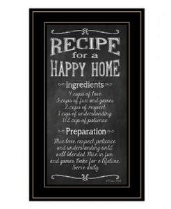 Recipe For A Happy Home 3 Black Framed Print Wall Art - 606114056287