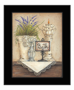 Bath 3 Floral and Lace Black Framed Print Bathroom Wall Art - 4512839593814
