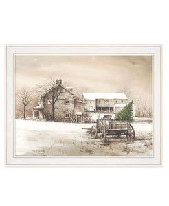 Bringing Home The Tree 2 White Framed Print Wall Art - 606114048732
