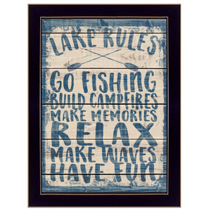 Lake Rules 2 Black Framed Print Wall Art - 606114041283