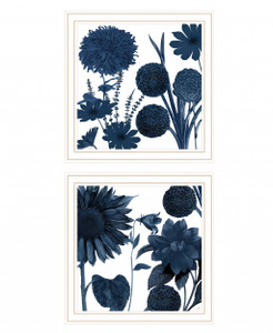 Set Of Two Sunflower Blues 2 White Framed Print Wall Art - 606114054641