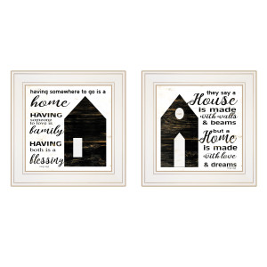 Set Of Two House Or Blessing White Framed Print Wall Art - 606114682394