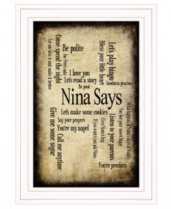 Nina Says 1 White Framed Print Wall Art - 606114071815