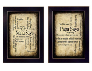 Set Of Two Nana Or Papa Black Framed Print Wall Art - 606114678939