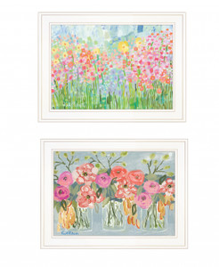 Set Of Two Garden Flowers II 2 White Framed Print Wall Art - 606114054306