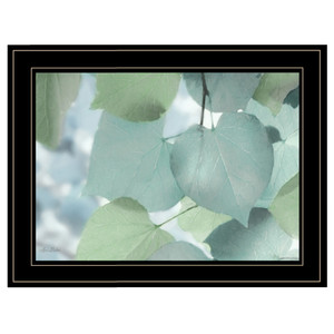 Aqua Leaves 2 Black Framed Print Wall Art - 606114039495