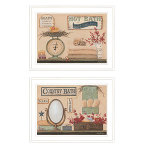 Set Of Two Country Bath III White Framed Print Bathroom Wall Art - 606114073376