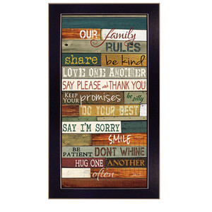 Our Family Rules 5 Black Framed Print Wall Art - 606114040477