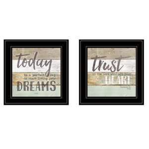 Set Of Two Trust In The Lord Black Framed Print Wall Art - 606114680642