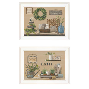 Set Of Two Bath Time 1 White Framed Print Bathroom Wall Art - 606114073383