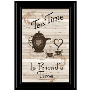 Tea Time Is Friends Time 2 Black Framed Print Wall Art - 606114044253