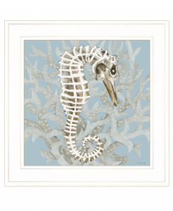 Coral Seahorse I 2 White Framed Print Wall Art - 606114050537