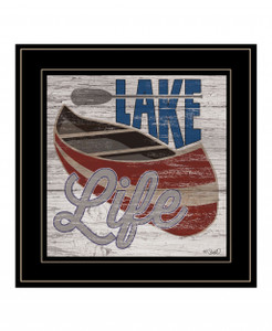 Lake Life Canoe 3 Black Framed Print Wall Art - 606114051725