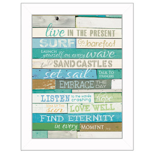 Live In The Present 2 White Framed Print Wall Art - 606114073710