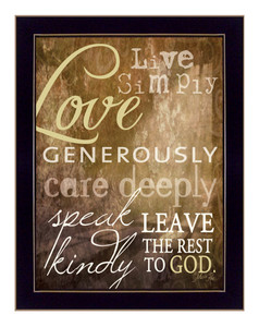 Live Simply 1 Black Framed Print Wall Art - 606114072904