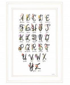 Flower Alphabet 1 White Framed Print Wall Art - 606114055891