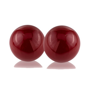 Set of 2 Red Poppy Enameled Aluminum Spheres - 4512822754518