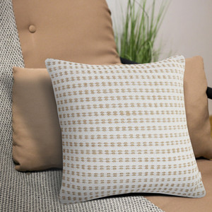 20" X 20" Ivory And Tan 100% Cotton Geometric Zippered Pillow - 606114695028