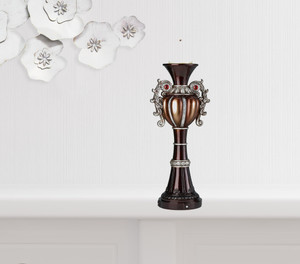 Set Of Two Bronze Tabletop Urn Shape Pillar Candle Holders - 606114727361