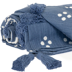 Blue Woven Cotton Striped Throw Blanket - 606114639022