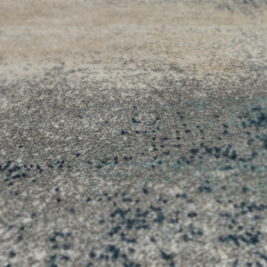 8' Blue and Gray Abstract Power Loom Runner Rug - 606114887874