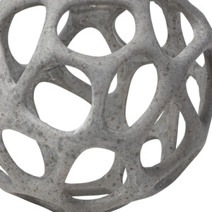 Petite Light Gray  Metal Hollow Orb Sculpture - 808230025738