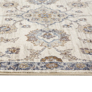 5' x 7' Gray and Ivory Floral Power Loom Area Rug - 606114770855