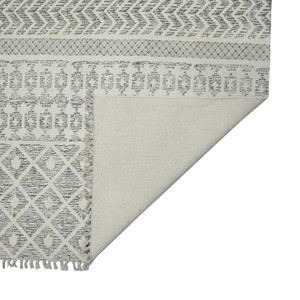 7' x 10' Gray Geometric Flatweave Handmade Distressed Area Rug With Fringe - 606114769750